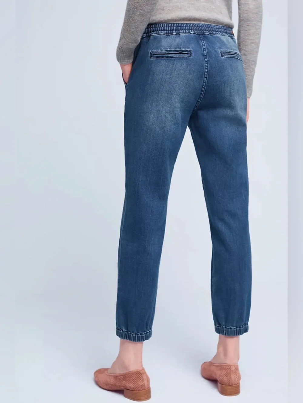 Anthropologie Pilcro Denim Joggers medium wash blue Womens size medium - Picture 2 of 8